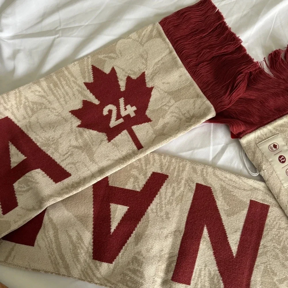 🆕🇨🇦 Lululemon Team Canada Olympic Future Legacy Scarf Mojave Tan Beech White